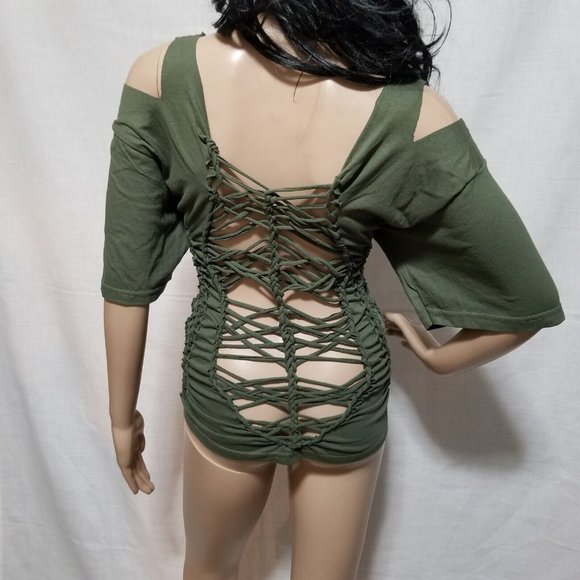 Altered Cut Up Key West Florida Printed Green Short Sleeve Shirt Women's Size XL - Picture 8 of 11